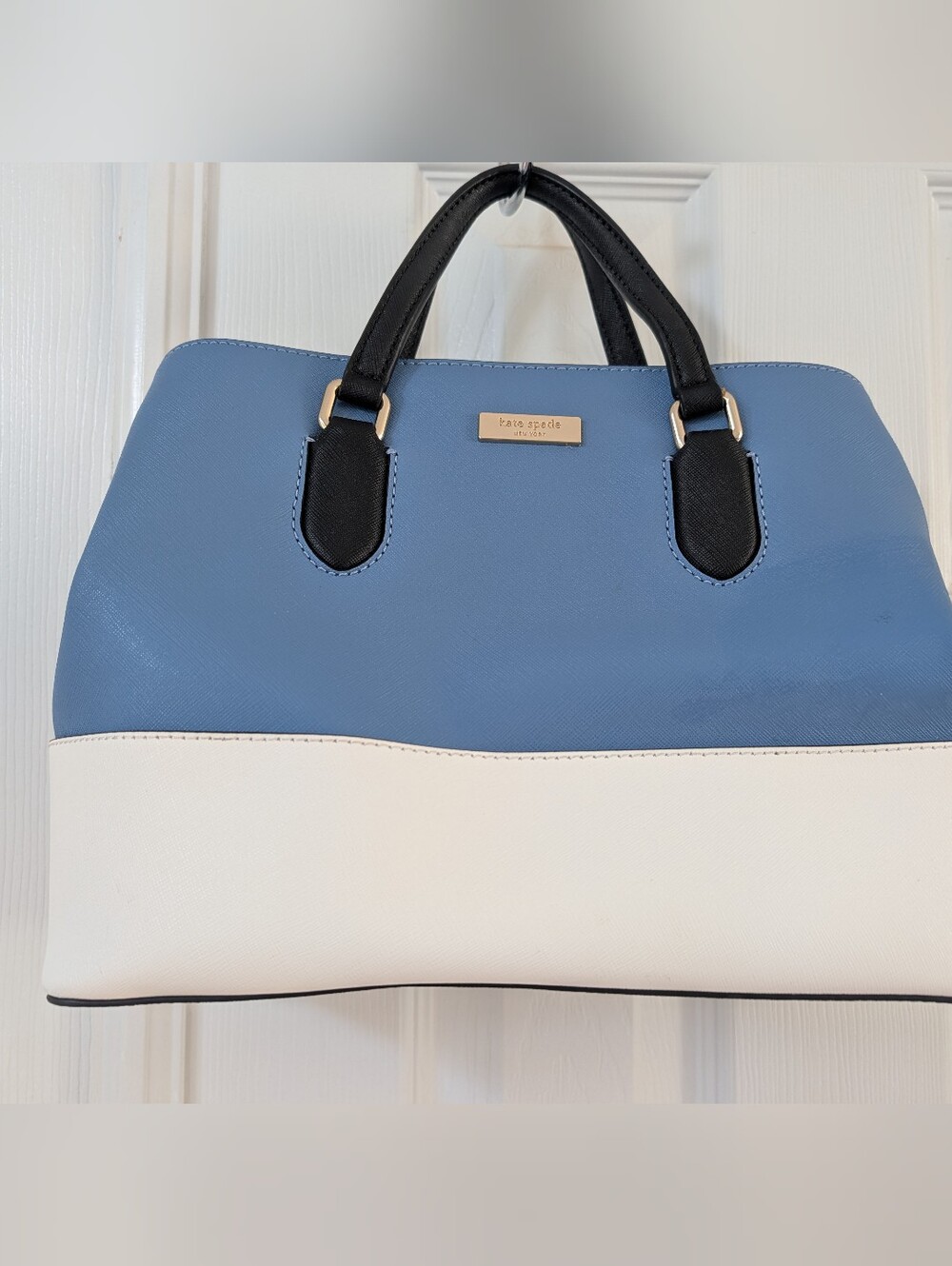 Kate Spade Blue, White & Black Top-Handle Satchel